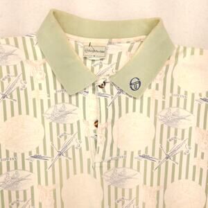 Sergio Tacchini Collared Short Sleeve Polo Shirt Mens Size Medium M Green White